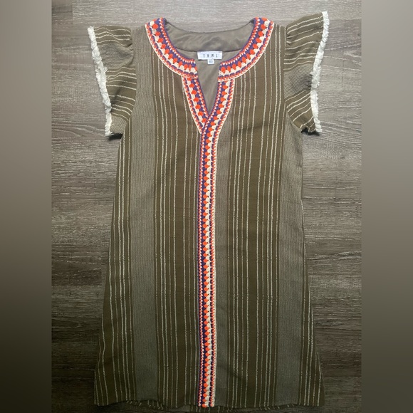 Anthropologie THML Green Embroidered Dress Size XS - Picture 2 of 4
